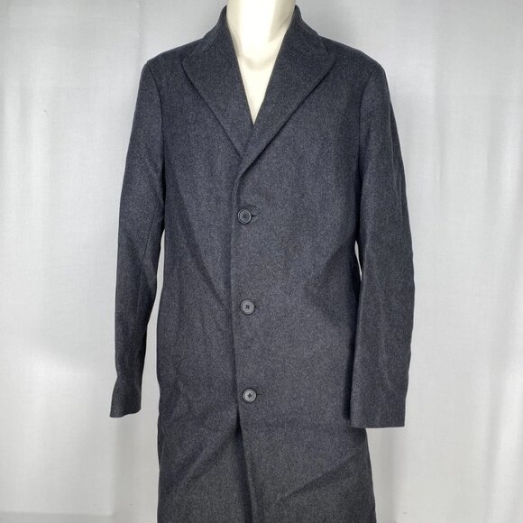 NEW THEORY Men’s Monroe Wool Melton Single-Breasted Coat Grey Melange Size S - Picture 1 of 12